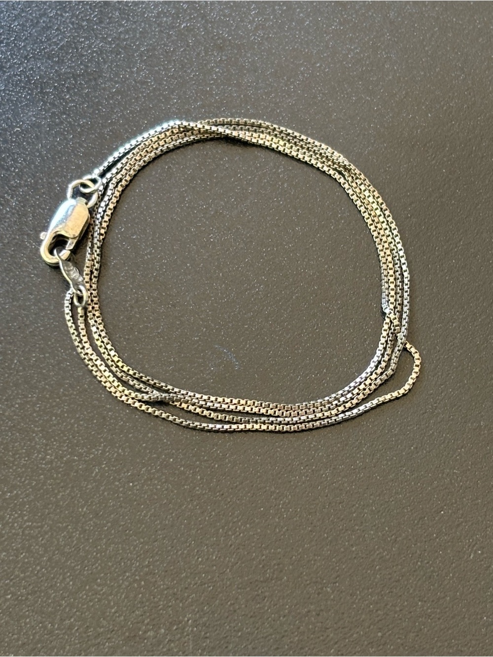 .925 Sterling Real Silver Boxchain Box Chain Link Necklace 18” Fine Jewelry vtg